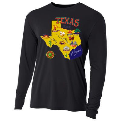 Texas Cartoon Map Cooling Performance Long Sleeve Crew