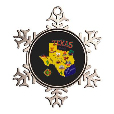 Texas Cartoon Map Metallic Star Ornament