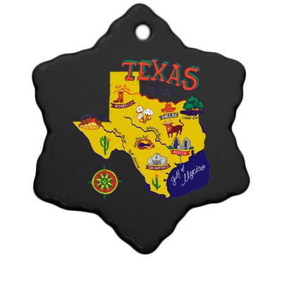 Texas Cartoon Map Ceramic Star Ornament