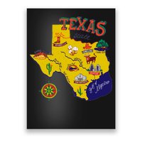 Texas Cartoon Map Poster