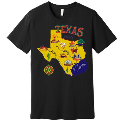 Texas Cartoon Map Premium T-Shirt