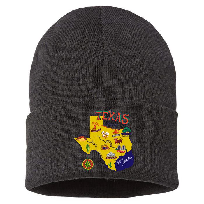 Texas Cartoon Map Sustainable Knit Beanie