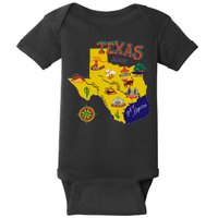 Texas Cartoon Map Baby Bodysuit