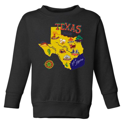 Texas Cartoon Map Toddler Sweatshirt