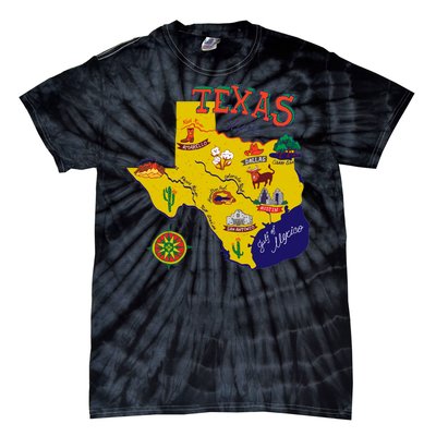 Texas Cartoon Map Tie-Dye T-Shirt