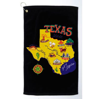 Texas Cartoon Map Platinum Collection Golf Towel