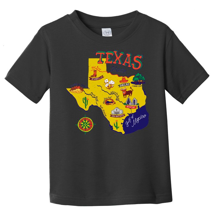 Texas Cartoon Map Toddler T-Shirt