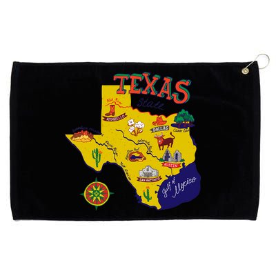 Texas Cartoon Map Grommeted Golf Towel