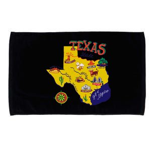 Texas Cartoon Map Microfiber Hand Towel