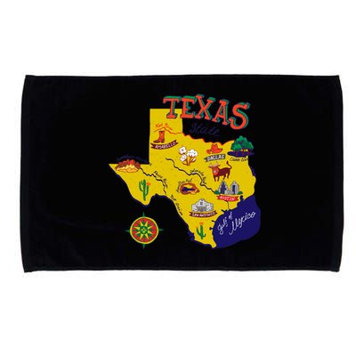 Texas Cartoon Map Microfiber Hand Towel