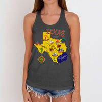 Texas Cartoon Map Women's Knotted Racerback Tank