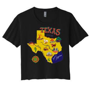 Texas Cartoon Map Women's Crop Top Tee