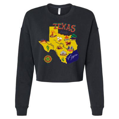 Texas Cartoon Map Cropped Pullover Crew