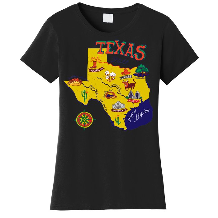 Texas Cartoon Map Women's T-Shirt