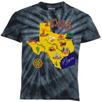 Texas Cartoon Map Kids Tie-Dye T-Shirt