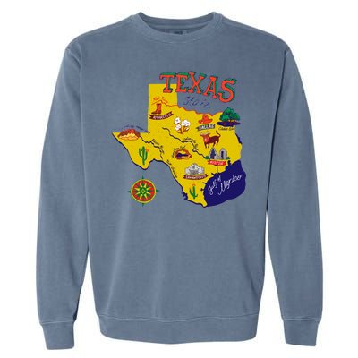 Texas Cartoon Map Garment-Dyed Sweatshirt