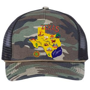 Texas Cartoon Map Retro Rope Trucker Hat Cap