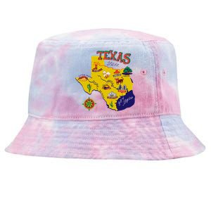 Texas Cartoon Map Tie-Dyed Bucket Hat