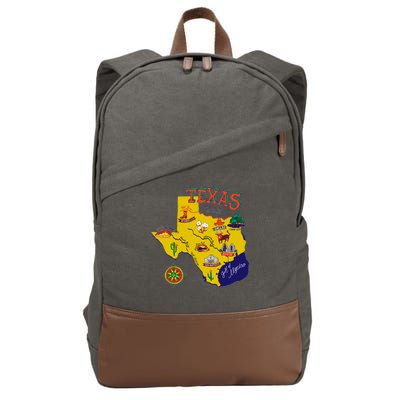 Texas Cartoon Map Cotton Canvas Backpack