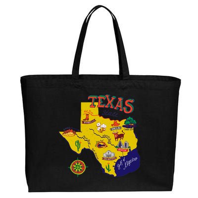 Texas Cartoon Map Cotton Canvas Jumbo Tote