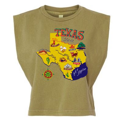 Texas Cartoon Map Garment-Dyed Women's Muscle Tee