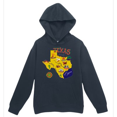 Texas Cartoon Map Urban Pullover Hoodie