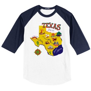 Texas Cartoon Map Baseball Sleeve Shirt