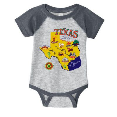 Texas Cartoon Map Infant Baby Jersey Bodysuit