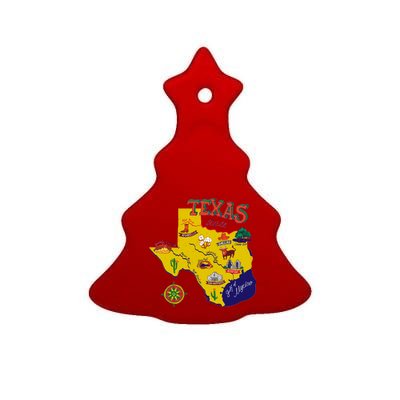 Texas Cartoon Map Ceramic Tree Ornament