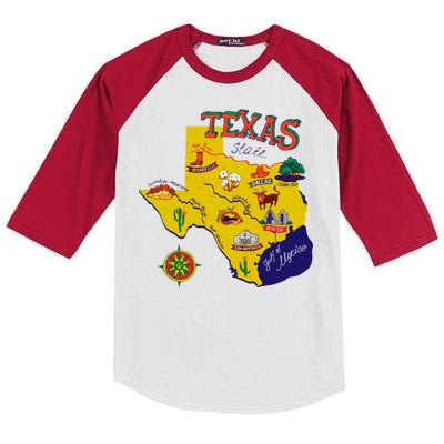 Texas Cartoon Map Kids Colorblock Raglan Jersey