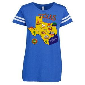 Texas Cartoon Map Enza Ladies Jersey Football T-Shirt