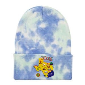 Texas Cartoon Map Tie Dye 12in Knit Beanie