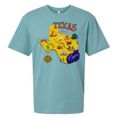 Texas Cartoon Map Sueded Cloud Jersey T-Shirt