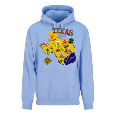 Texas Cartoon Map Unisex Surf Hoodie