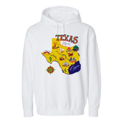 Texas Cartoon Map Garment-Dyed Fleece Hoodie