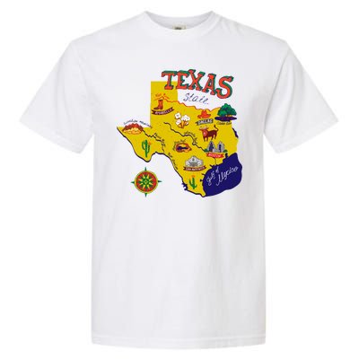 Texas Cartoon Map Garment-Dyed Heavyweight T-Shirt