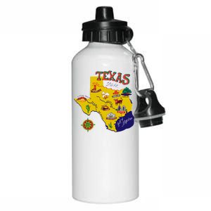 Texas Cartoon Map Aluminum Water Bottle 