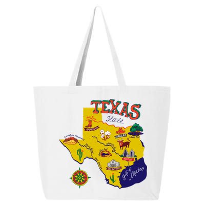 Texas Cartoon Map 25L Jumbo Tote