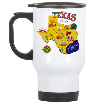 Texas Cartoon Map Stainless Steel Travel Mug