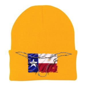 Texas Flag Barbwire Tough Knit Cap Winter Beanie