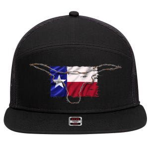 Texas Flag Barbwire Tough 7 Panel Mesh Trucker Snapback Hat