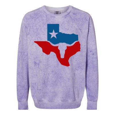 Texas Flag Longhorn Logo Colorblast Crewneck Sweatshirt