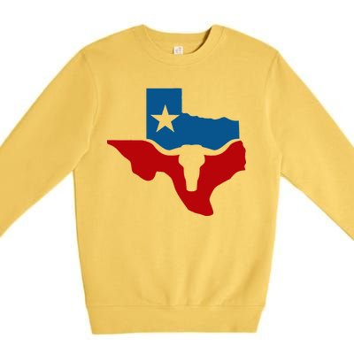 Texas Flag Longhorn Logo Premium Crewneck Sweatshirt