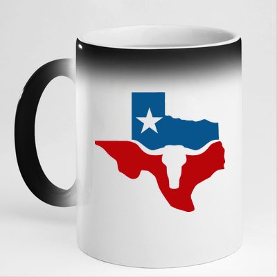 Texas Flag Longhorn Logo 11oz Black Color Changing Mug