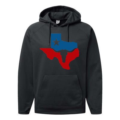 Texas Flag Longhorn Logo Performance Fleece Hoodie