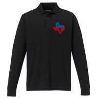 Texas Flag Longhorn Logo Performance Long Sleeve Polo