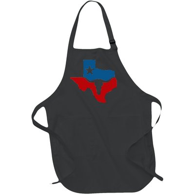 Texas Flag Longhorn Logo Full-Length Apron With Pockets