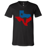 Texas Flag Longhorn Logo V-Neck T-Shirt