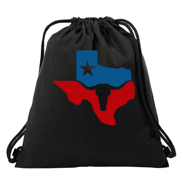 Texas Flag Longhorn Logo Drawstring Bag