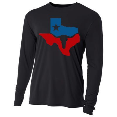 Texas Flag Longhorn Logo Cooling Performance Long Sleeve Crew